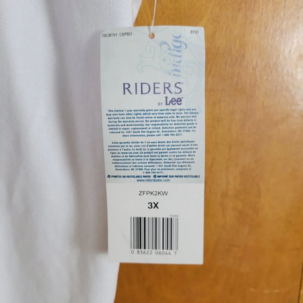 NEW Riders by Lee Indigo Polo Shirt White Womens 3X Comfort Athleisure NWT - Picture 9 of 11